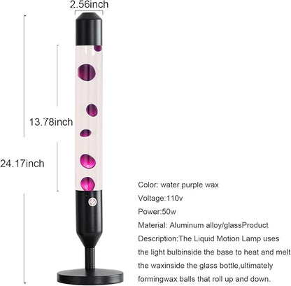 24.4-Inch Relaxing Liquid Motion Lamps,Magma Lamps, Home Decor Living Room Office Bedroom Lamp (Purple Wax White Water/Black)