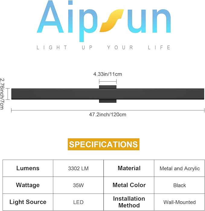 Aipsun Outdoor Lights 2 Packs,Modern Outdoor Wall Light Fixture Long Strip LED Wall Sconce IP65 Anti Rust 3000K 4000K 6000K Exterior Wall Mount Lights for Entrance, Hallway, Garage, Porch(3CCT)