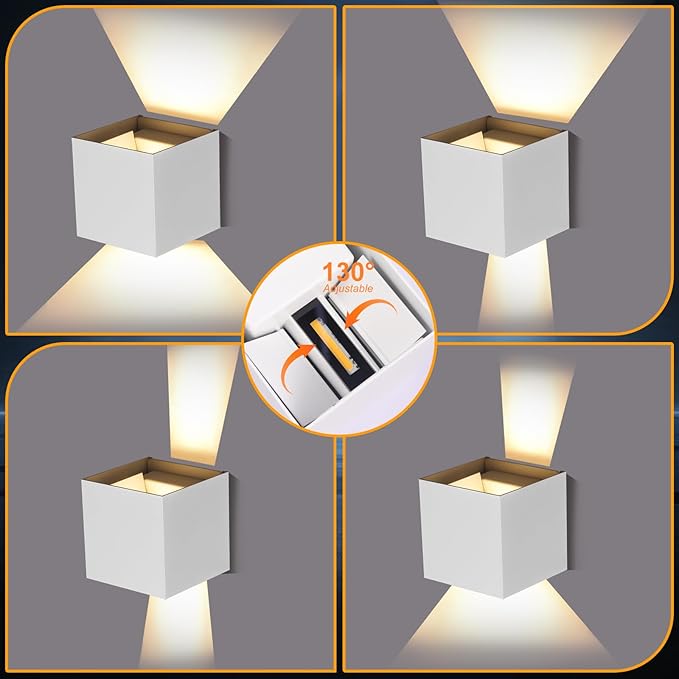 2 Pack Outdoor Wall Lights Fixture 20W,3000K Exterior Modern Front Porch Sconces Hardwired Wall Mount Up Down Lighting for Patio Fence Hallway Entrance