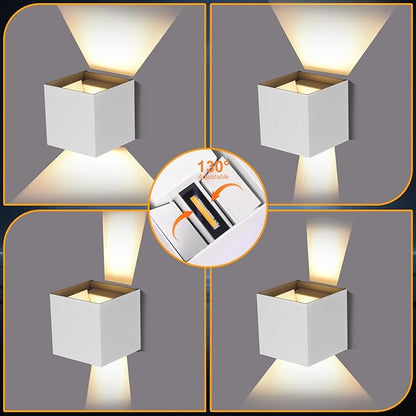 2 Pack Outdoor Wall Lights Fixture 20W,3000K Exterior Modern Front Porch Sconces Hardwired Wall Mount Up Down Lighting for Patio Fence Hallway Entrance