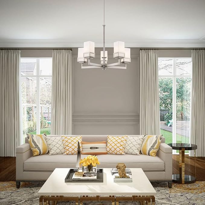 Livex Lighting 40195-91 Harding Brushed Nickel 5 Light Chandelier