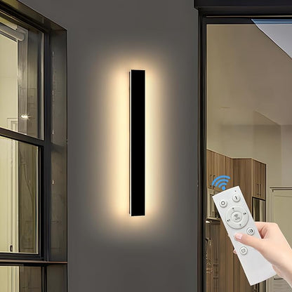 39inch Modern Outdoor Wall Light, Dimmable 3000K-6000K Linear Outdoor Wall Sconce, IP65 Waterproof, Black LED Long Exterior Lights Fixture for Garage Porch Garage with Remote Control