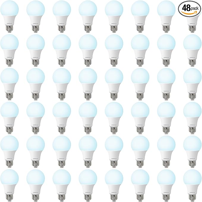 48 Pack LED Bulbs, A19 60W Equivalent, 800 Lumens, 5000K Daylight, 8W Non-Dimmable Light Bulbs for Home & Office, 15000hours