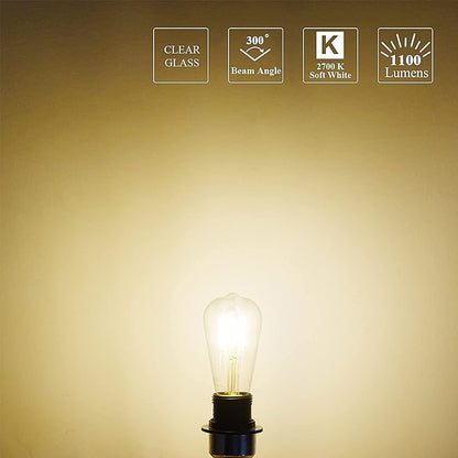 MASTERY MART 100 Watt LED Bulb, Edison Bulbs, Dimmable Light Bulbs E26, 2700K Soft White Bright 9W 1100 Lumens, ST21/ST64 Vintage Lightbulb, UL Listed, Clear Glass, Decorative Light Bulb (10 Pack)