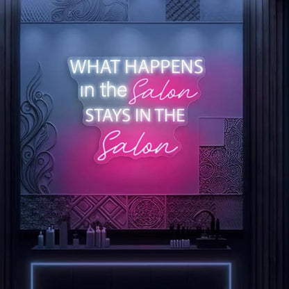What Happens In The Salon Stays In The Salon Neon Sign Salon LED Light Studio Neon Light Spa Led Sign Beauty Clinic Room Wall Art Decors Size:17inch