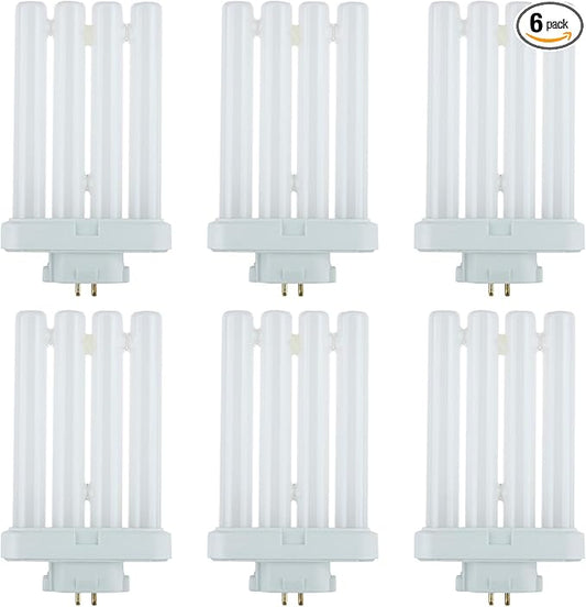 Sunlite 41759 FML27/30K/2PK Quad Tube Plug-in Compact Fluorescent Lamp, FML 4-Pin, 27 Watts, 1500 Lumens, 3000K Warm White, 4-Pin (GX10`q4) Base, 120 Volts, 6 Pack