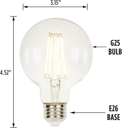 Westinghouse Lighting 4317200 5.5 Watt (40 Watt Equivalent) G25 Dimmable Clear Filament LED Light Bulb, Medium Base
