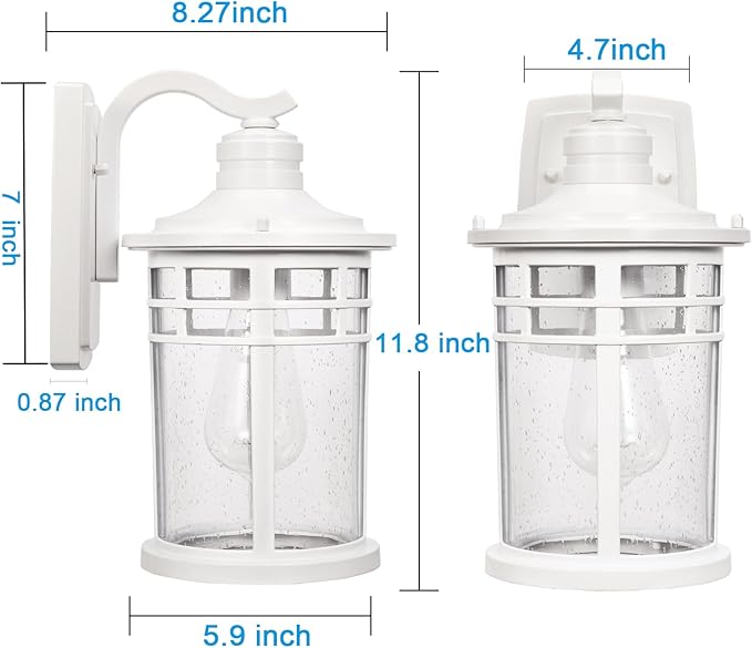 Darkaway Outdoor Porch Lights Wall Mount, Outdoor Light Fixtures Sconces Wall Lighting with Seeded Glass Waterproof Exterior Lights for Patio Yard House Hallway Doorway Garage(1 Pack, White)