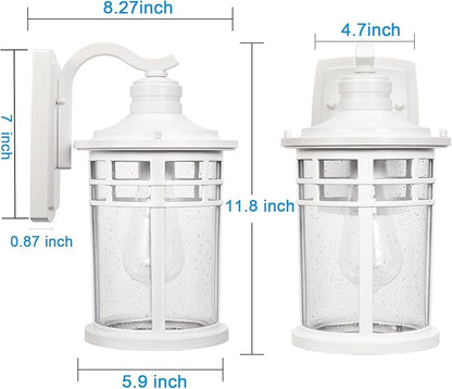 Darkaway Outdoor Porch Lights Wall Mount, Outdoor Light Fixtures Sconces Wall Lighting with Seeded Glass Waterproof Exterior Lights for Patio Yard House Hallway Doorway Garage(2 Pack, White)