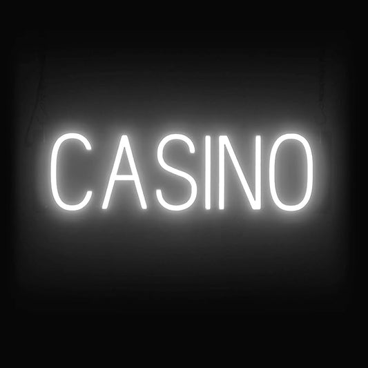 SpellBrite CASINO Sign | Gaming-Related Sign with Neon Look, White LED Light Source | 22.5" x 6.3"