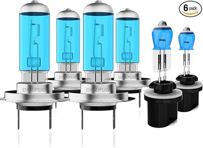headlight bulbs compatible with Santa Fe 2007-2008 Lights Headlights Bulbs, H7 High Beams + H7 Low Beam Halogen Headlights and 881 Fog Light,Super Bright 6000K White, 6 PCS