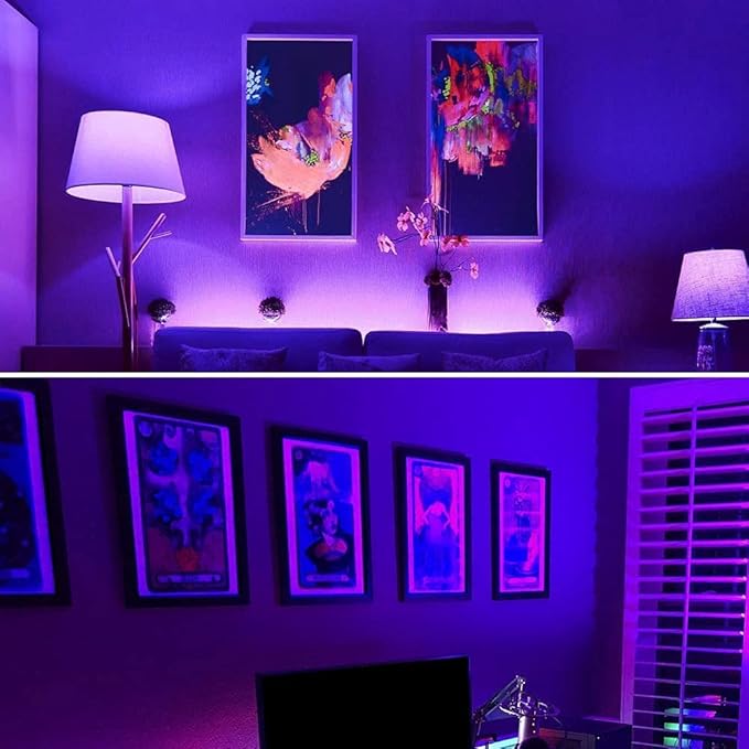 Onforu 15W LED Black Light Bulbs, A19 E26 Blacklight Bulb 120W Equivalent, Purple Bulb 385-400nm, Glow in The Dark for Halloween, Black Light Party, Body Paint, Fluorescent Poster, 6 Pack