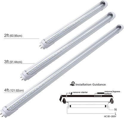 LightingWill LED T8 Light Tube 3FT, Daylight White 5000K, Dual-End Powered Ballast Bypass, 1600Lumens 15W (32W Fluorescent Equivalent), Clear Cover, AC85-265V Lighting Tube Fixtures, 1 Pack