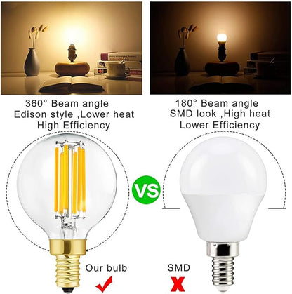 Leools e12 led Bulb dimmable g16.5 Light Bulb 6W Equal 60 Watt 600lm AC120V e12 Candelabra 60 Watt for Chandeliers,Ceiling Fan,Vanity Soft White 3000K Globe e12 Bulbs 6Pack