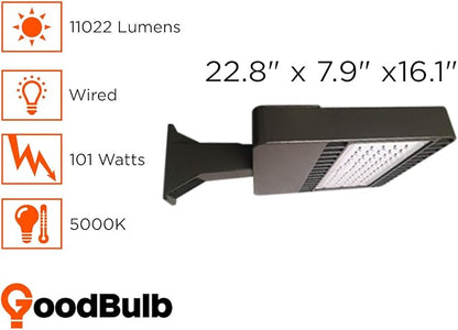 GoodBulb 101W Area Parking Lot LED Light High Output 11022 Lumens Wired 5000K Daylight HID Parking Lot Lighting Car Dealership Lighting 1 Pack