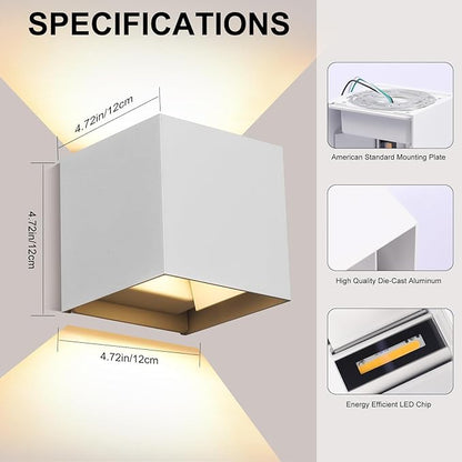 Outdoor Wall Lights Fixture 20W,3000K Exterior Modern Front Porch Sconces Hardwired Wall Mount Up Down Lighting for Patio Fence Hallway Entrance