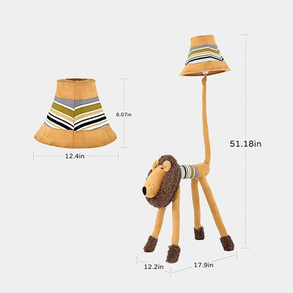 Kids Floor Lamp, Brown Lion Creative Design Modern Floor Lamp for Bedroom, 51 Inch Hand-Stitched Toy Standing Lamp for Living Room, Package Come with an E26 LED Bulb (Brown Lion)