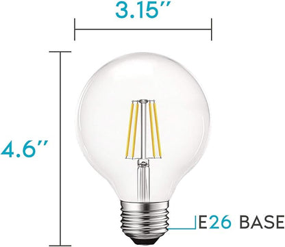 LUXRITE Vintage G25 LED Globe Light Bulbs 60W Equivalent, 550 Lumens, 5000K Bright White, Dimmable Round Edison Bulb 5W, Clear Glass, LED Filament Bulb, E26 Standard Base (16 Pack)