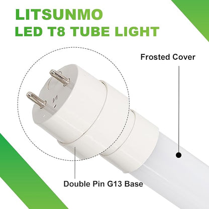 25-Pack T8 LED Tube Lights 4FT, 18W LED Bulbs 4 Foot Ballast Bypass, 5000K Daylight, Type B, G13, F32T8 Replacement for Fluorescent, Frosted