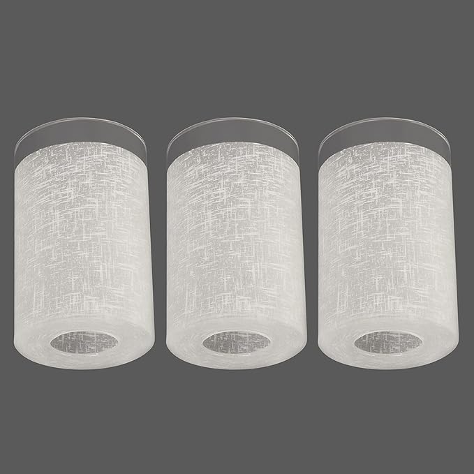 3 Pack White Linen Frosted Glass Lamp Shade, Cylinder Light Fixture Replacement Globe or Cover with 1-5/8-Inch Fitter for Pendant Light Chandelier Wall Sconce G0112