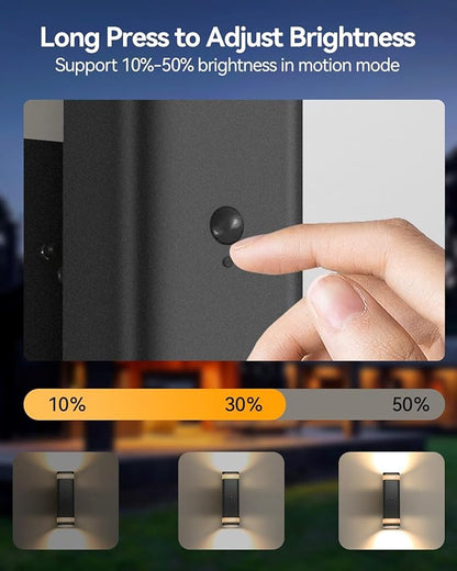 RAYVO Motion Sensor Outdoor Lights, Modern Dusk to Dawn Exterior Up and Down Sconce with Black Finish, Waterproof Wall Mount Lighting for Porch Garage, Bulbs Included