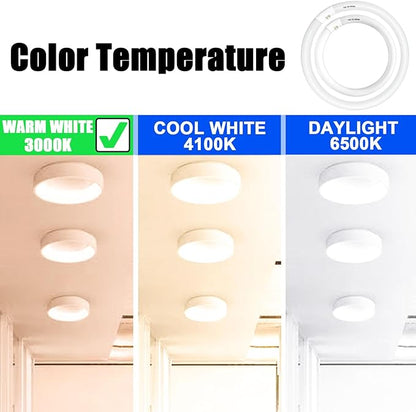 FC16T9/WW 40 Watt and FC12T9/WW 32W Set, 3000K Soft White, 16'' T9 40W Circline Light Bulbs, 12 inch 32 Watt Circular Fluorescent Tube, Round Fluorescent Bulb CRI 82, 5700 Lumen G10q
