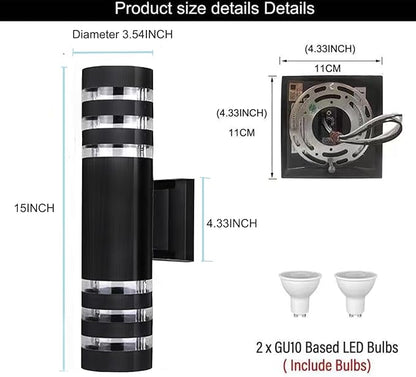 16Pack 15inch LED Cylinder Up & Down Wall Lights,18W Modern Outdoor Wall Light 4000K Day White Aluminum Body Waterproof IP65 LED Exterior Light Fixtures Wall Mount for House Patio Garage Garden