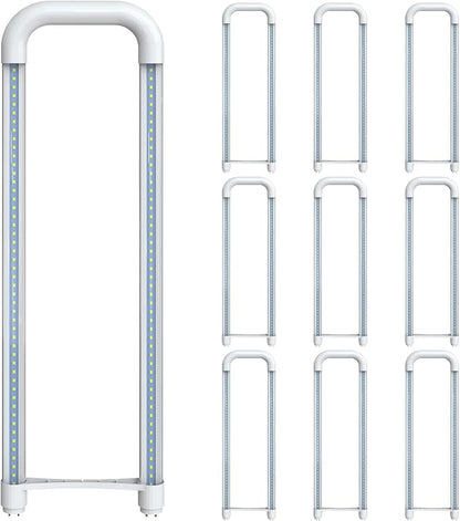 Romwish U Shaped LED Tube Lights, T8 T12, 18W(40W Equiv.), 6000K Cool White, 2400LM, Fluorescent Light Tube Replacement, Ballast Bypass, Dual-Ended Powered, Clear Cover, 10 Pack, ETL