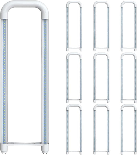Romwish U Shaped LED Tube Lights, T8 T12, 18W(40W Equiv.), 6000K Cool White, 2400LM, Fluorescent Light Tube Replacement, Ballast Bypass, Dual-Ended Powered, Clear Cover, 10 Pack, ETL