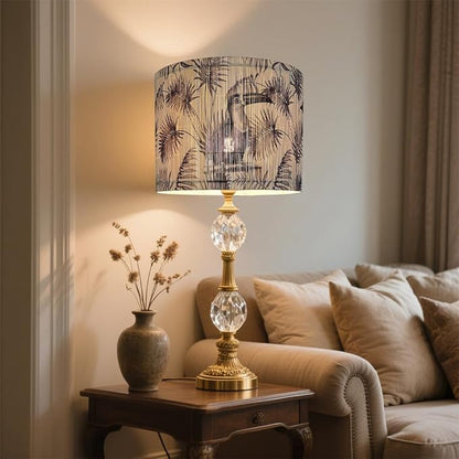 Bamboo Lampshade With Tropical Plants green floral Design, Suitable For Floor Lamps And Desk Lamps, Art deco, Rustic And Elegant, Groovy Unique(11.8 * 9Inch) (Toucan)