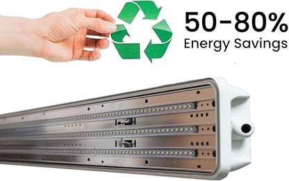 Orilis 4 FT 4500K 72W LED Vapor Tight Lights | Commercial Indoor/Outdoor Hardwired IP65 Waterproof Fixtures | 8000 Lumens | Detachable LED Strips (4-Pack)