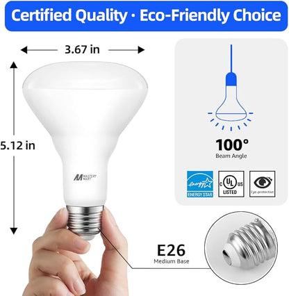 MASTERY MART 12 Pack BR30 LED Bulbs, 65W Equivalent, 10W 5000K Daylight, 700 Lumens, Flicker-Free, Dimmable Flood Lights for Home, Kitchen Long Lasting & Energy Efficient, E26 Base, UL Listed