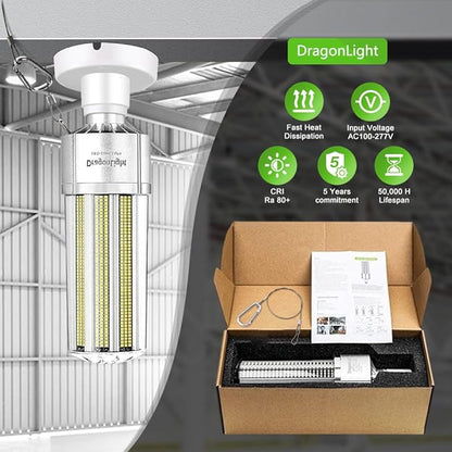 DragonLight 240W Commercial Grade Corn LED Light Bulb (1000 Watt Metal Halide/HID/HPS Replacement) E39 Large Mogul Base LED Lamp 3000K Warm White 32,400LM for High Bay Area Lighting