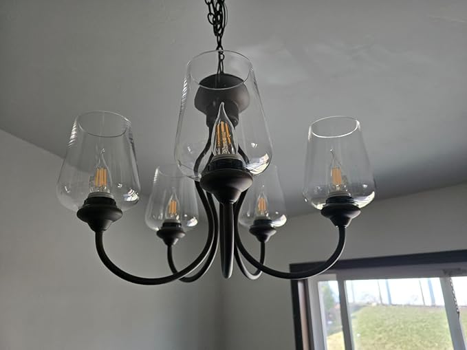 Wine Glass Lamp Shade for Light Fixture, 6.3" Height, 1-5/8 Inch Fitter, 3 Pack Clear Glass Shade Replacement Globe