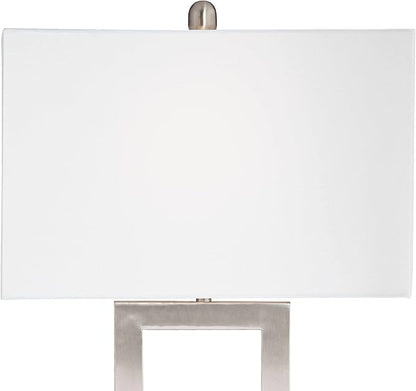 360 Lighting Todd Modern Table Lamp with Hotel Style USB and AC Power Outlet in Base 30" Tall Brushed Nickel Rectangle White Shade for Living Room Bedroom House Bedside Nightstand Home