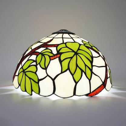Tiffany Lamp Shade Replacement, 12 Inches Grape Leaves Stained Glass Vintage Handmade Cute Decor Ceiling Light Shade for Table Lamp Pendant Light