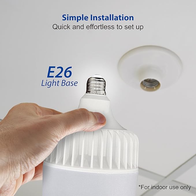 LED Light Bulb, 5000 Lumens, 36W Equivalent, 5000K Daylight, E26 Base, 50,000 Hours Lifetime, Non-Dimmable, Indoor Use Only, for Garage, Workshop, Warehouse, Basement, 1 Piece