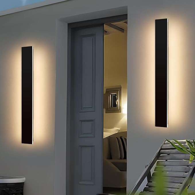 Mikeru 2 Pack Upgraded 39.3" Long LED Wall Sconce, 4.3" Wide IP65 Waterproof Outdoor Wall Lights, 3000K Warm White Exterior Lighting Fixtures for Front Porch, Garage, Basement & Patio