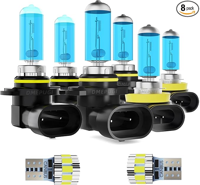 Headlight Bulbs Compatible With Toyota RAV4 2006 2008 2009 2010 2012 Bulb Lights,9005/HB3/H10 High Beam + 9006/HB4 Low Beams + H11/H8/H9 Fog Lights,T10 License Plate Lights,Plug N Play,8 Pack