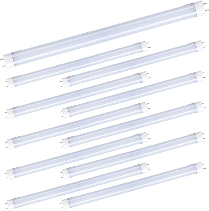 T8 LED Light Bulbs Fluorescent Replacement Ballast Bypass 48inch 4000K Daylight White Double-end Powered Frosted Lamps 10 Pack