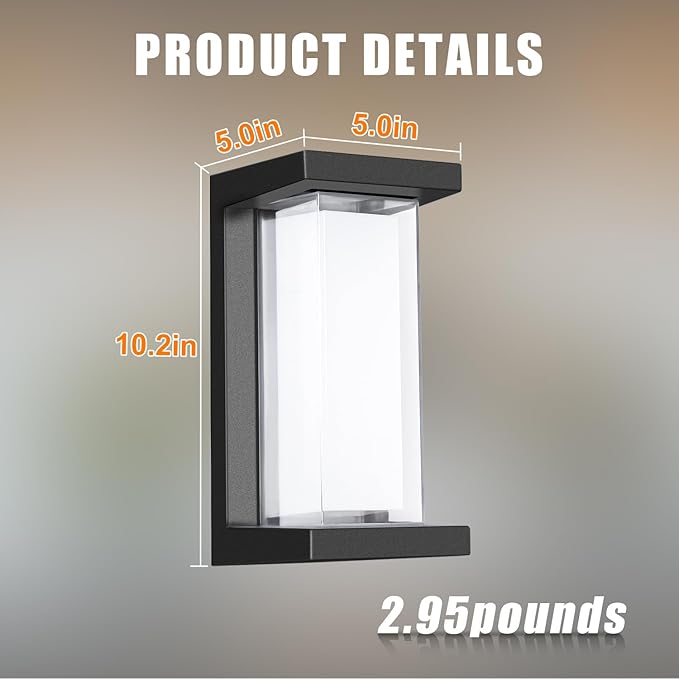 Juyace 18W Exterior Lighting Fixtures 4 Pack Budget-Friendly Outdoor Porch Lights Modern Black Sconces Wall Mount 1800Lm 6000K IP65 Waterproof for Garage House Patio Front Door Entryway