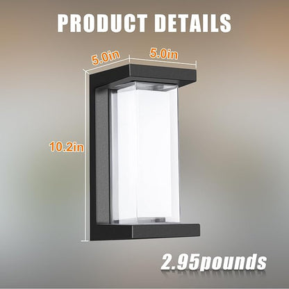 Juyace 18W Exterior Lighting Fixtures 4 Pack Budget-Friendly Outdoor Porch Lights Modern Black Sconces Wall Mount 1800Lm 6000K IP65 Waterproof for Garage House Patio Front Door Entryway