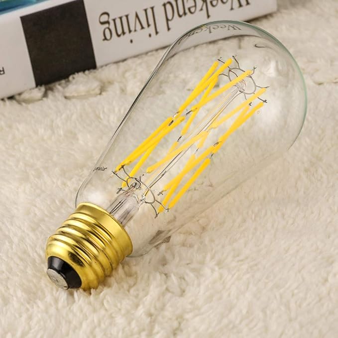 Leools Vintage LED Edison Dimmable 15W Led Filament Light Bulbs ST64 1300 Lumen 4000K Daylight White 100-120 Watt Equivalent,E26 Base Decorative Antique Lamp for Home Bathroom Bedroom 4 Pack