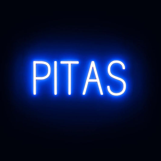 SpellBrite PITAS Sign | Restaurant-Related Sign with Neon Look, Blue LED Light | 18.1" x 6.3"