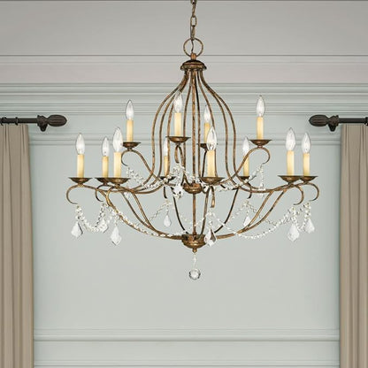 Livex Lighting 6438-71 Chesterfield 12 Light Chandelier, Hand Applied Venetian Golden Bronze