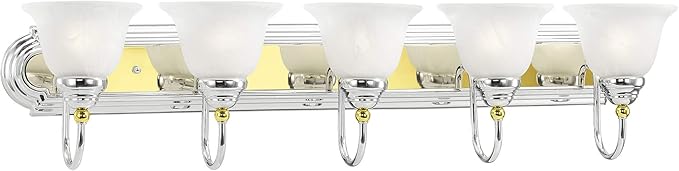 Livex Lighting 1005-52 Belmont 5-Light Bath Light, Chrome and Polished Brass