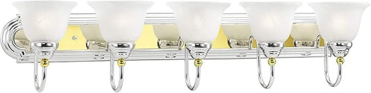 Livex Lighting 1005-52 Belmont 5-Light Bath Light, Chrome and Polished Brass