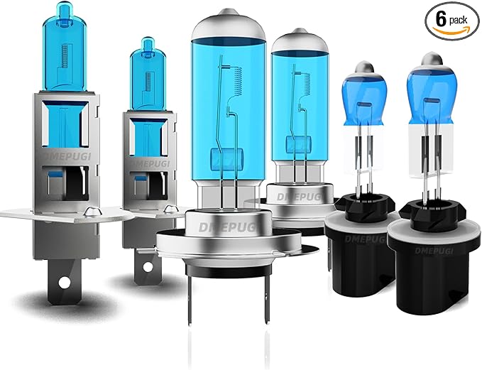 headlight bulbs compatible with Sonata 2006-2009 halogen lights, h1 + h7 High/Low Beam + 880 Halogen Fog Lights, Pack of 6