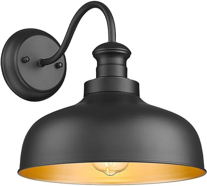 Black Outdoor Barn Light for Farmhouse, 11.5 Inch Dome Exterior Wall Mount Lights Fixture , Weather Resistant Outdoor Wall Sconce, Outside Lighting for Porch, Garage, Patio, Entryway(Black, 1 Pack)