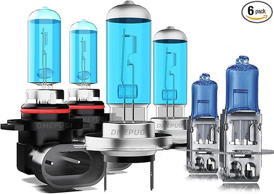Compatible With Toyota Celica 2000-2005 Halogen Headlight Bulbs, 9005 High Beam + H7 Low Beam + H3 Fog Lights Halogen Light Bulb Combo, Super Bright 6000K White,Pack of 6